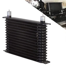 19 Row Oil Cooler Kit Universal Aluminium Black 10AN Transmission Engine Cooler