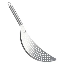 Pasta Strainer With Handle Stainless Steel Handheld Noodle Skimmer Fry Silver