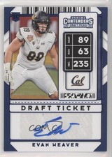 2020 Panini Contenders Draft Picks College Ticket Blue Foil Evan Weaver Auto 0a6
