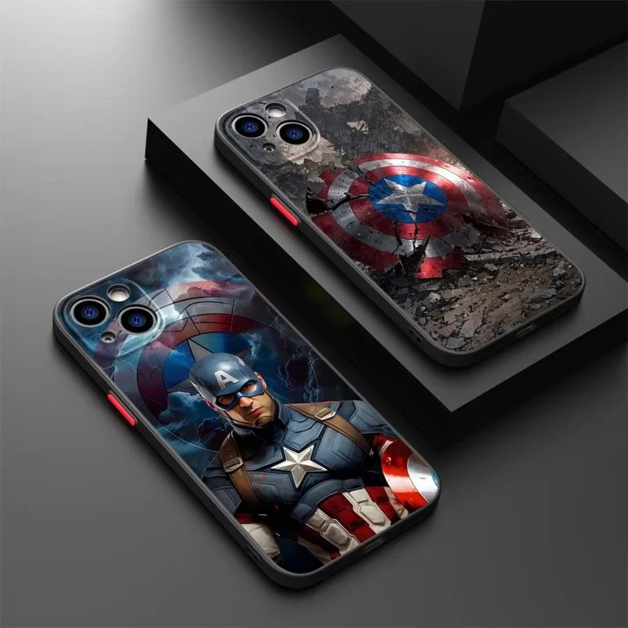 Funda de teléfono Marvel Capitán América para iPhone 16 15 14 13 12 11 Pro Max XR XS Foto 3 de 4