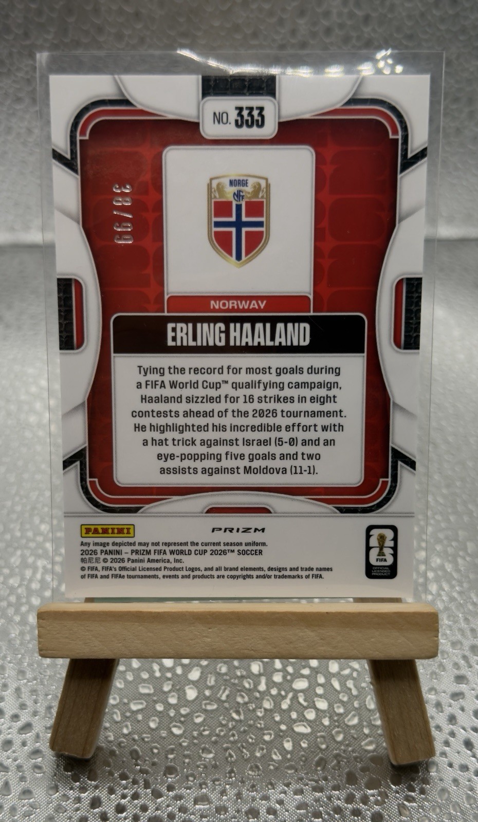 2026 Panini Prizm Erling Haaland Fifa World Cup Red Disco /99 # 333 view 2