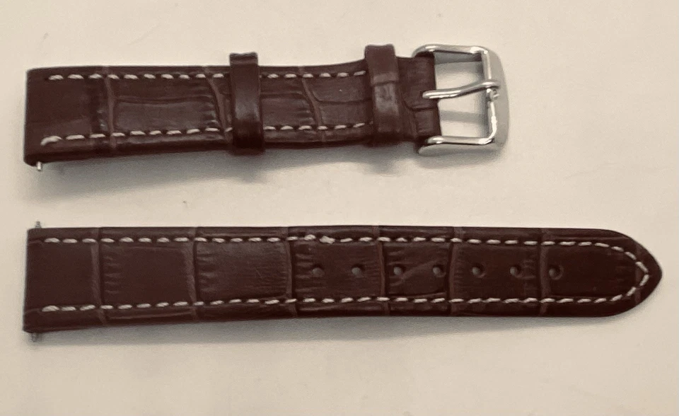 NUEVA Correa de Reloj Condor Adria MARRÓN Cuero Grano de Caimán 18mm Asas con Barra de Resorte Foto 4 de 4