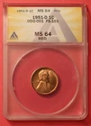 1951 D Lincoln Wheat Cent Doubled Die - ANACS MS 64 RD - DDO-001, FS-101