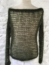 KHAKI GREEN LOOSE KNIT PUNK STYLE MOHAIR JUMPER - FLASH SALE!