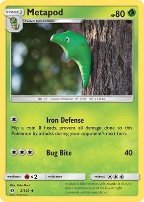 Metapod (2/149) Uncommon NM SM01 SM Base Set Pokemon TCG