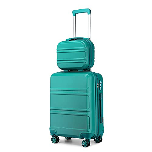 Lightweight 2-Piece Carry On Luggage Set 12in 20in Turquoise Airline Approved-image