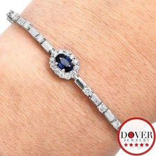 Estate Diamond 4.27cts Sapphire 18K White Gold 7.25