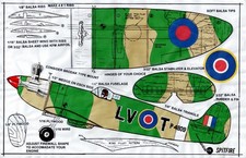 1/2 A  British WW-II Spitfire U-Control Model airplane, plans only