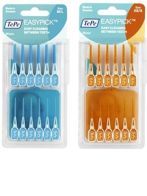 TePe Easy Pick Interdentalbürste M/L blau 36 Stück und XS/S 36 Stück Zahnstocher