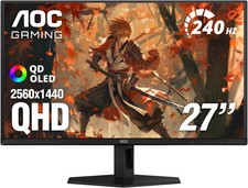 AOC 27" QD OLED Gaming Monitor, QHD 2560x1440, 240Hz VESA Mountable
