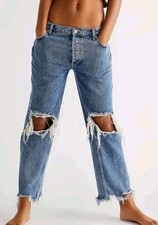 Free People Maggie Mid Rise Straight Leg Jeans Aged To Perfection size 27