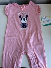 Disney Baby Pink Minnie Mouse Ruffle Trim Bodysuit Romper 3-6 Months