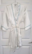 Linea Donatella Womens Ivory Satin Embroidered The Bride Wedding Wrap Robe S/M