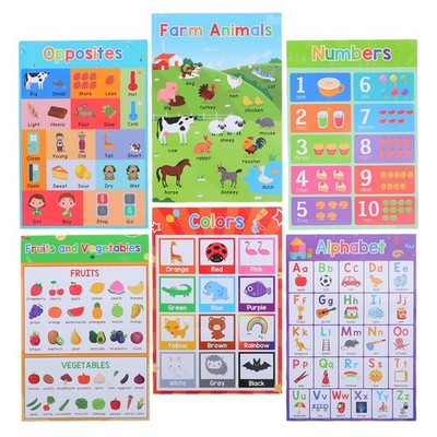  6 Pcs Frühförderung Alphabet-Poster-Set Englisches Wortposter Wortplakat