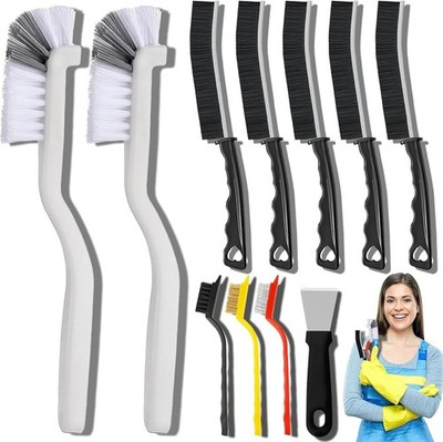 11Pcs Crevice Cleaning Brush Set   Hard Bristle for Kitchen & Bathroom