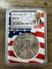 2020 American Silver Eagle NGC MS 70 Donald Trump American Flag Core