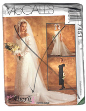 McCall's 7451 Wedding/Bridal Gown w/Train and Bridesmaid Dress Miss Sz 6 Pattern