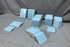 VTG Lot 55 Mix Bullnose Blue Ceramic Bathroom Tiles Arts & Crafts Old 1327-25B