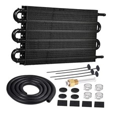 5/16" Transmission Oil Cooler Tube and Fin Cooler Kit Universal 6 Pass Black
