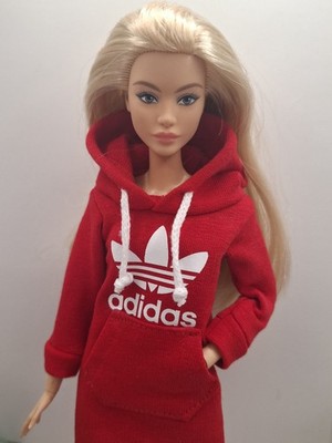  Handgemachtes rotes weiches Baumwoll-Sportkleid für Barbie-Puppen 