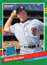 Steve Decker 1991 Donruss 428a San Francisco Giants Rookie BASEBALL Card. rookie card picture