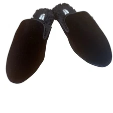 Birdies Phoebe Velvet Faux Fur Mules Black 8.5
