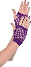 All ages Purple Short Fishnet Gloves Womens Gloves
