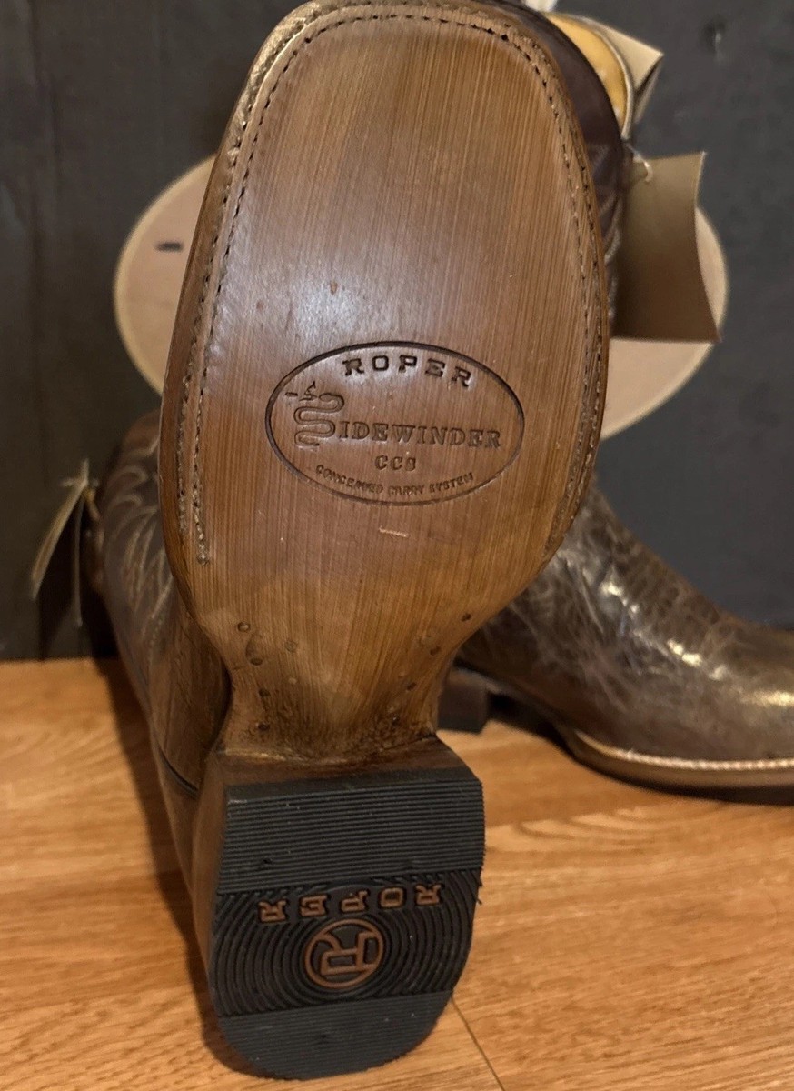 Roper Sidewinder Leather Pierce CCS Waxy Brown Cowboy Boots  display picture 2