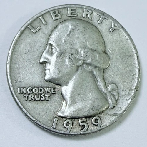1959 D Washington Quarter 90% Silver Circulated Coin Free Shipping #7638
