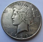 (2) 1928 Peace Silver Dollars, one 1928 P and one 1928 S