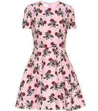 Valentino Wool and Floral Print Silk Blend Dress