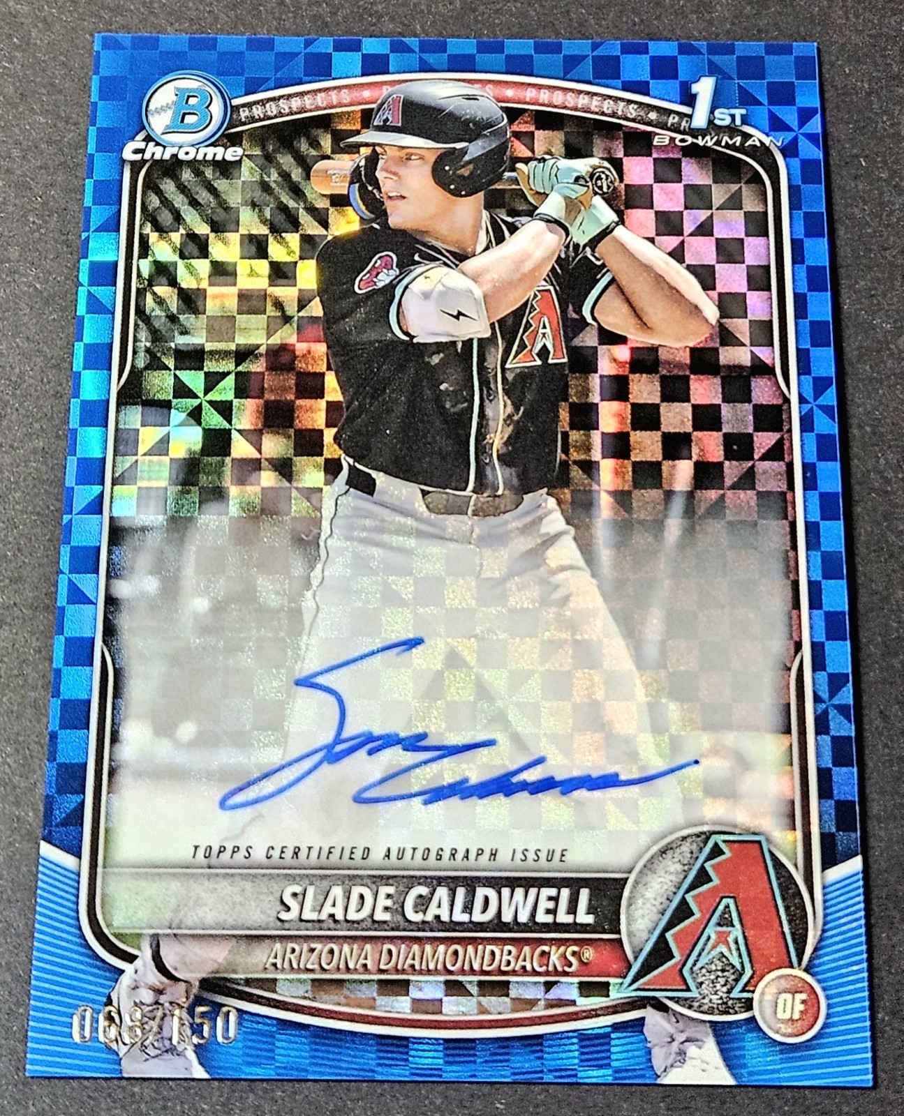 Slade Caldwell Bowman Chrome 1st Blue /150 Auto Xfractor 2025 Refractor #CPA-SC
