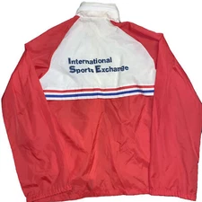 VTG Windbreaker Jacket Packable Hood Men Medium Red Vented International Sports