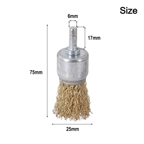 25 Mm Rotary Drill Wire Brush Brass Wheel Cup Metal Twisted Pencil Sanding Rust - Picture 7 of 12
