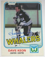 DAVE KEON SIGNED 1981-1982 O-PEE-CHEE HARTFORD WHALERS CARD AUTOGRAPH AUTO!!