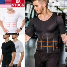 Men Slimming Body Shaper Posture Corrector Vest Abdomen Compression T-Shirts Top