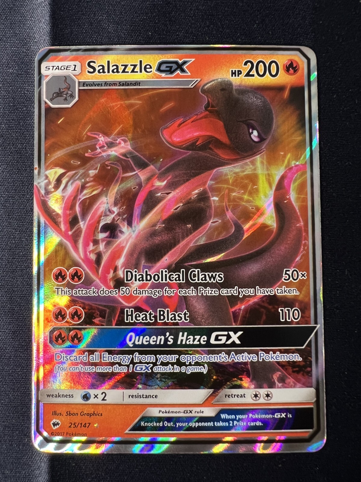 Salazzle GX 25/147 Ultra Rare Holo 2017 Pokemon TCG Burning Shadows NM