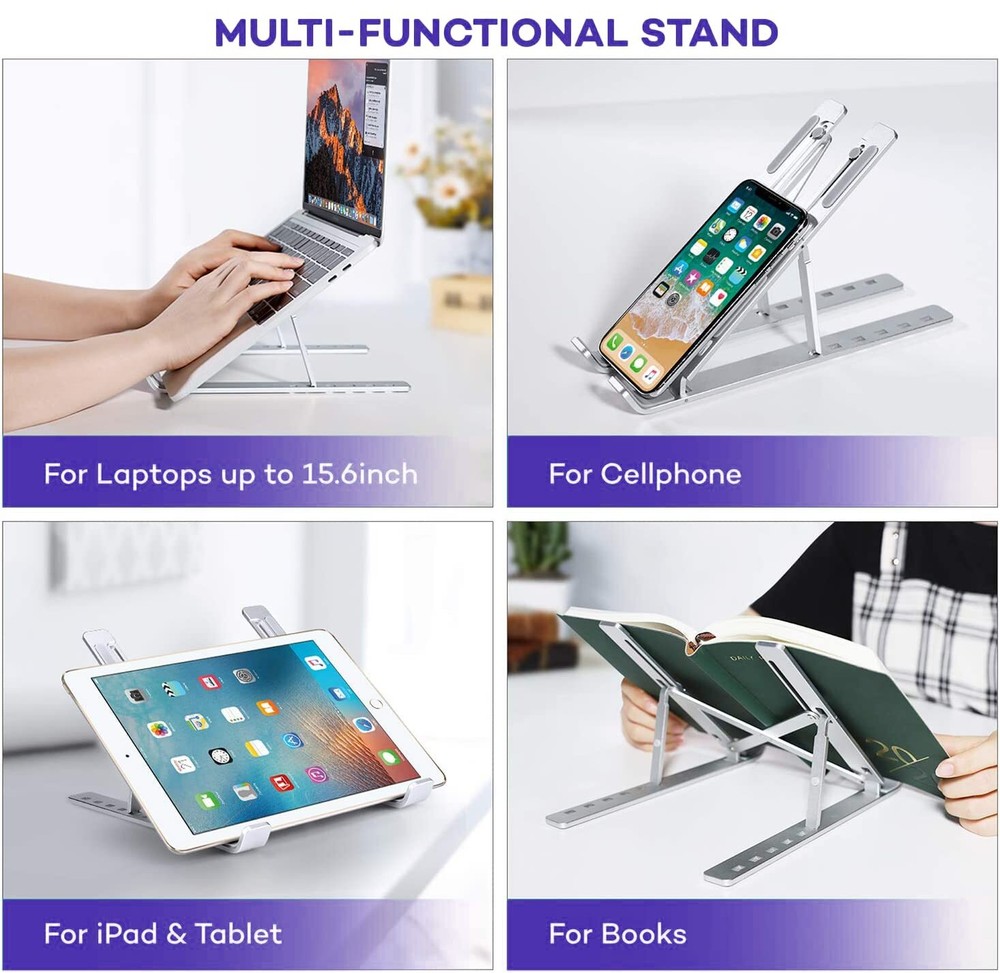 Adjustable Ergonomic Aluminum Laptop Stand for Desk Portable Height Computer Stand
