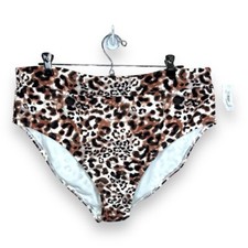 New XL Leopard Print Bikini Bottom Animal Retro Pinup Swim Beach Vacation