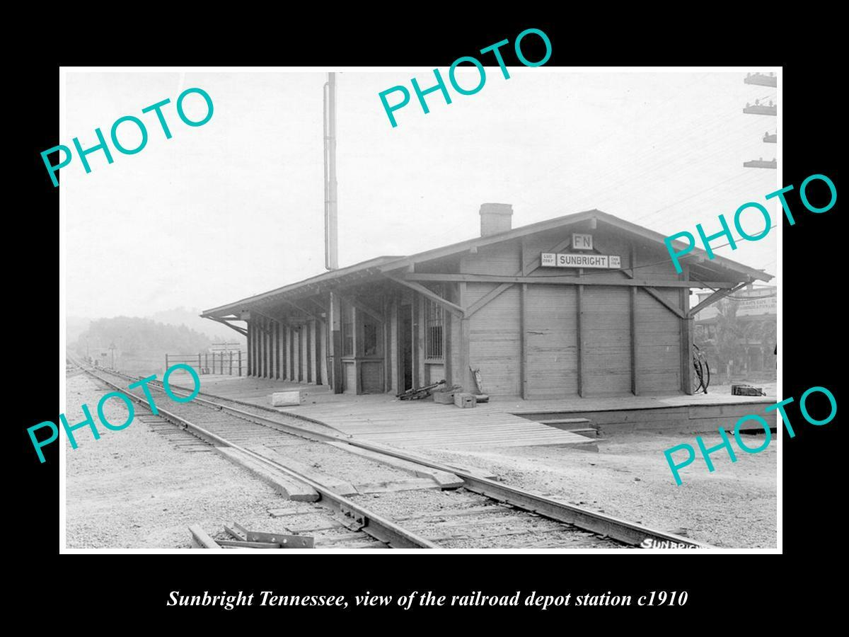 OLD POSTCARD SIZE PHOTO OF SUNBRIGHT TENNESSEE THE RAILROAD DEPOT
