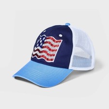 American Flag Hat Cap Snap Back Boys Youth Kids Sequin USA NEW