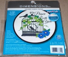 Peace Be With You "Birdcage" Birds  Morning Glories Embroidery Kit w/ Hoop 6"