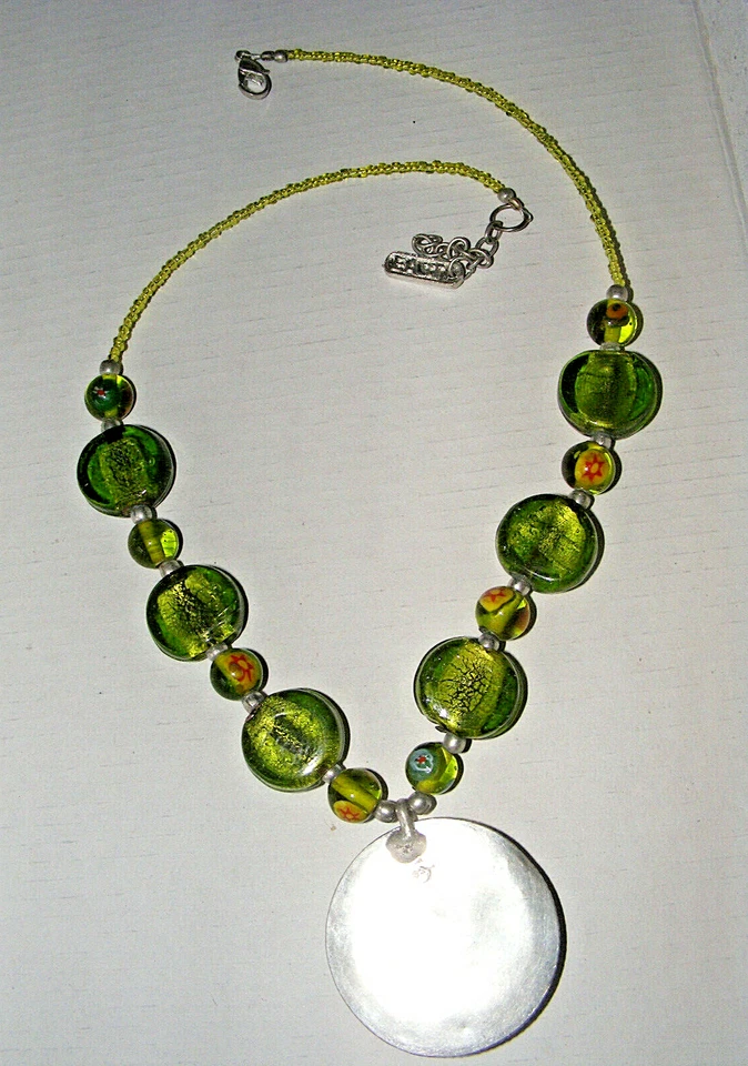 ожерелье, зеленое стекло, подвеска, Восток, VGC - Изображение 2 из 4