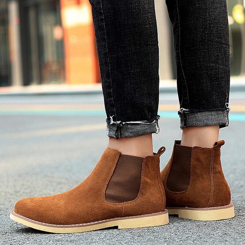 New Men Slip on Ankle Boots Suede 