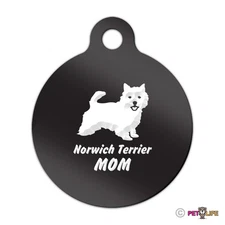 Norwich Terrier Mom Engraved Keychain Round Tag w/tab  Many Colors