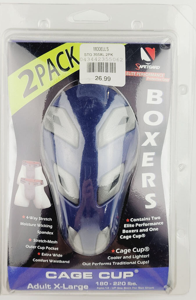 2pk Safetgard Adult Boxer With Cage Cup Athletic Support Protector 26 30 Small Ebay