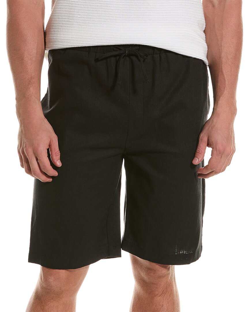 Короткие мужские шорты из льняной смеси Karl Lagerfeld черного цвета S 9590₽