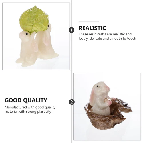 2 Stück Mini Tier Deko Niedlicher Hase Ornament Basteln Deko Wohndeko - Bild 5 von 13