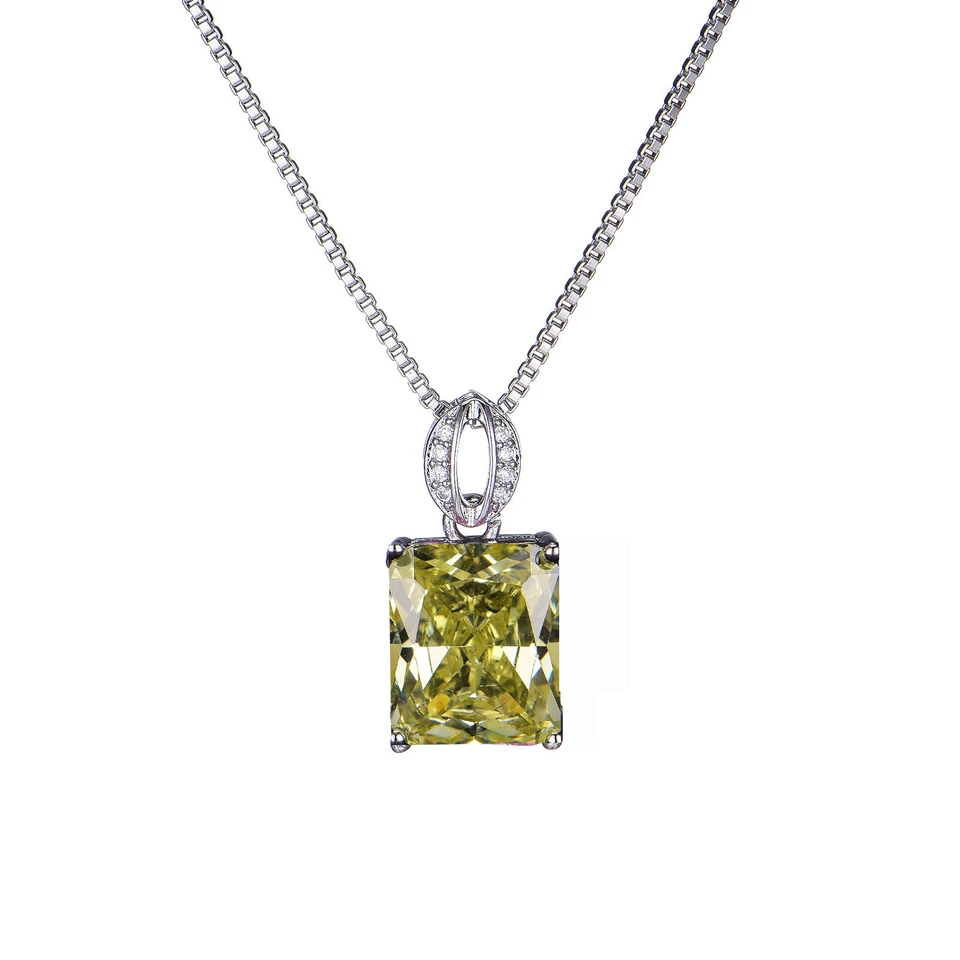 Nuevo Lindo Niñas Moda Joyería Amarillo Citrino Gemas Collar Plata Mujeres Colgante Foto 2 de 4