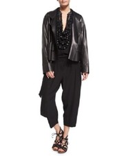 Urban Zen Dark Chocolate Brown Soft Leather Napa Box Jacket Generous L $3995